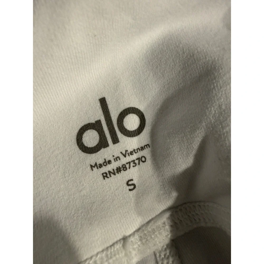 Alo Yoga Womens White High Waist Mesh Panel Cropped Leggings Size S RN87370